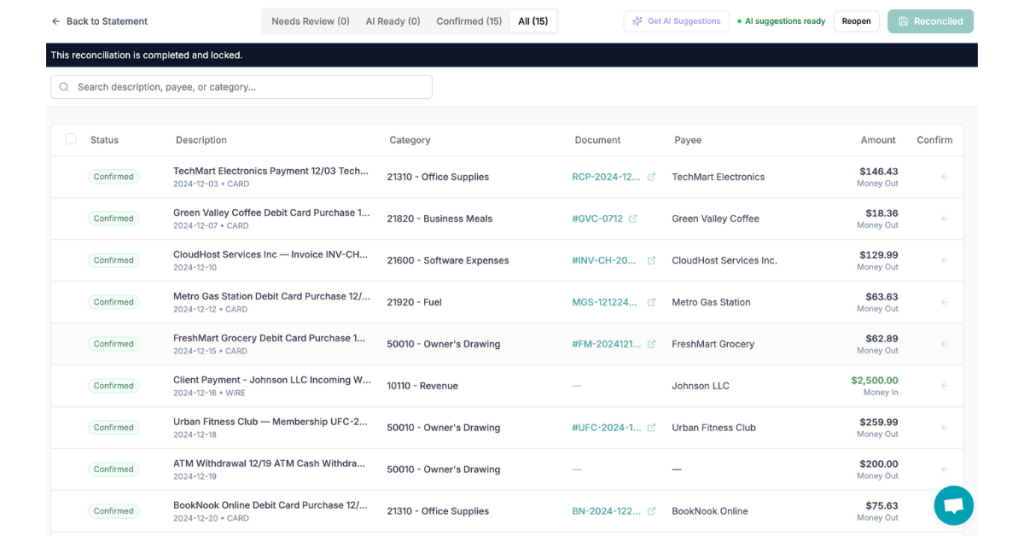 Fyno Bookkeeping AI automates repetitive bookkeeping tasks such as categorization and reconciliation